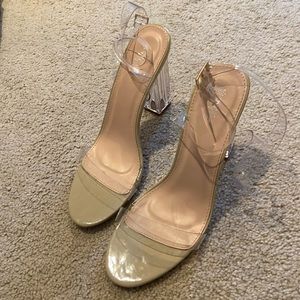 Nasty Gal nude clear strap heels